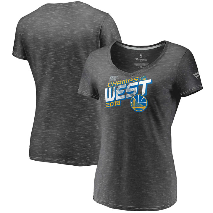 Women Golden State Warriors Fanatics Branded 2018 Western Conference Champions Locker Room V Neck T-Shirt - Heather Charcoal,We sell and wholesale Women Golden State Warriors Fanatics Branded 2018 Western Conference Champions Locker Room V Neck T-Shirt - Heather Charcoal on line form chian!